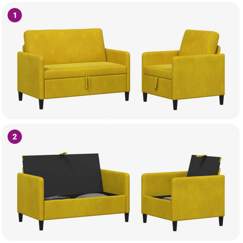 Set di Divani con Storage 2 pz Giallo Poliestere 3429169