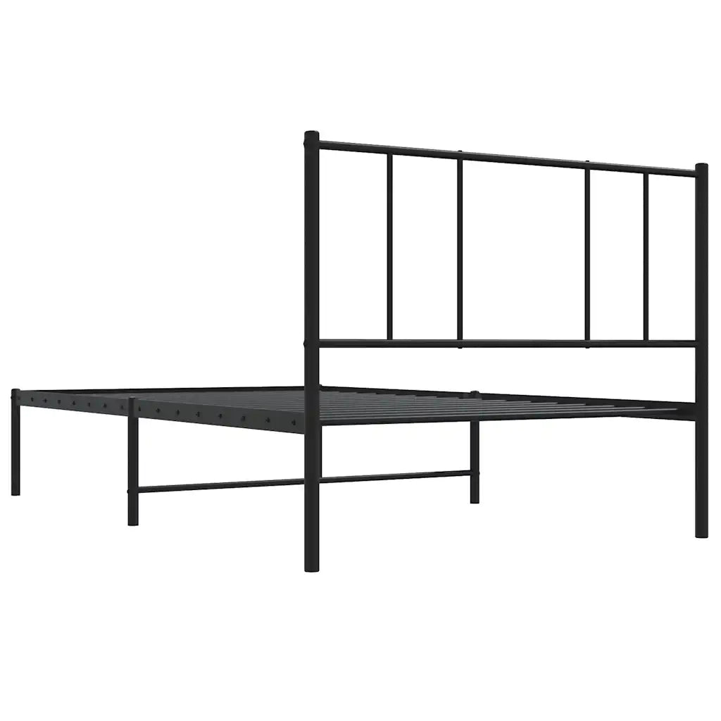 Letto singolo | Letto per adulti | Giroletto con Testiera in Metallo Nero 100x190 cm