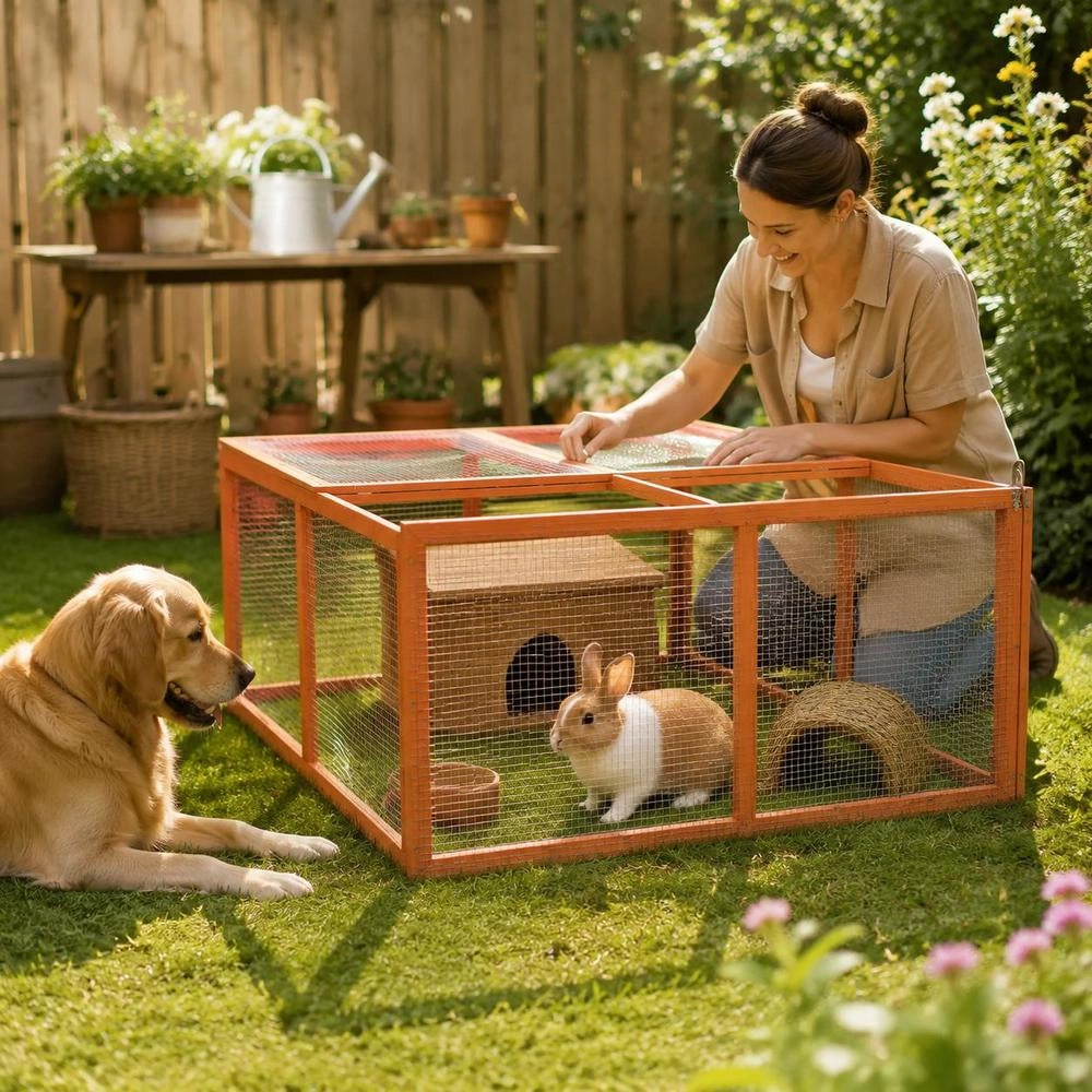 Rabbit Hutch 124x120x60 Cm Solid Fir Wood