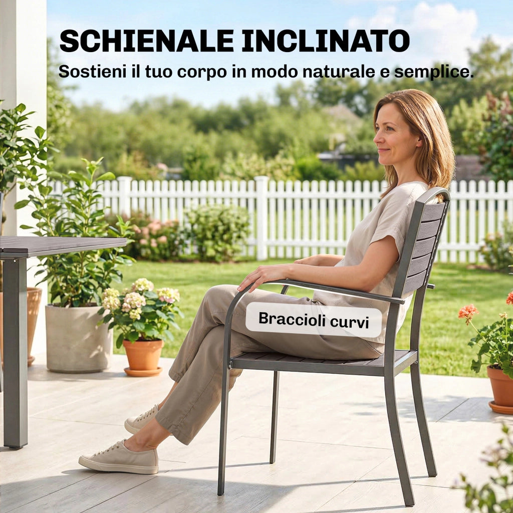 Set Tavolo da Pranzo Allungabile Esterno 9 Pezzi ¨C zephmum ¨C Grigio