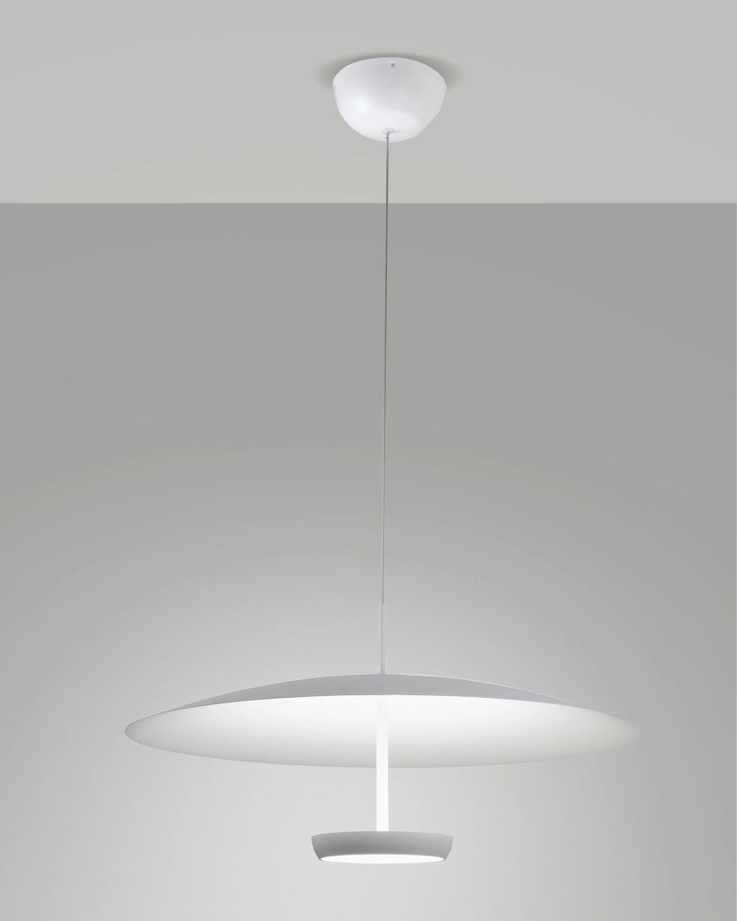 Lampada a Sospensione Yuko LED 40W 3200lm 3000K Dimmerabile a step, Struttura in Metallo e Metacrilato, Bianco - Yuko