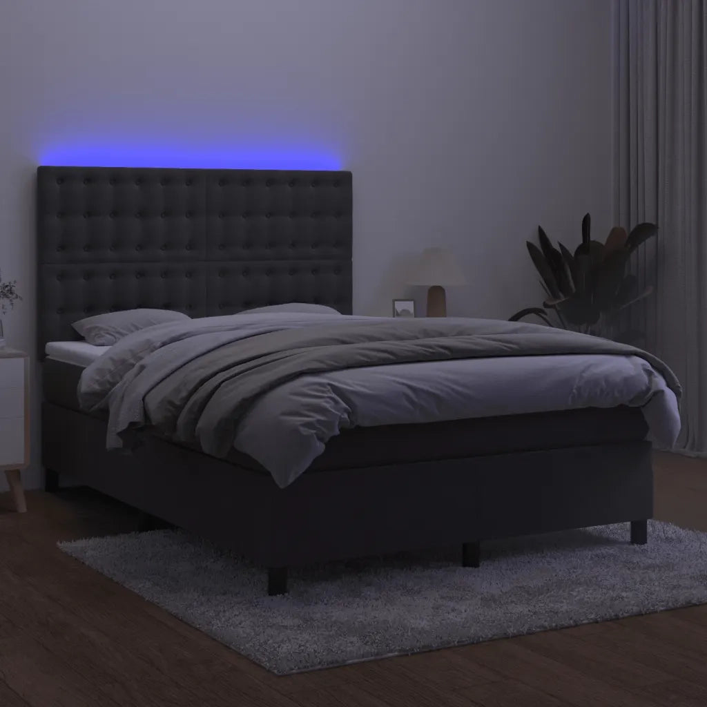 Letto a Molle con Materasso e LED Grigio Scuro 140x190 cm 3136360