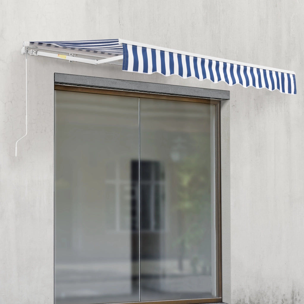 Tenda da Sole a Muro Bitonto con Bracci Estensibili e Manovella 300 x 250 cm (LxP) Blu/Bianco [en.casa]