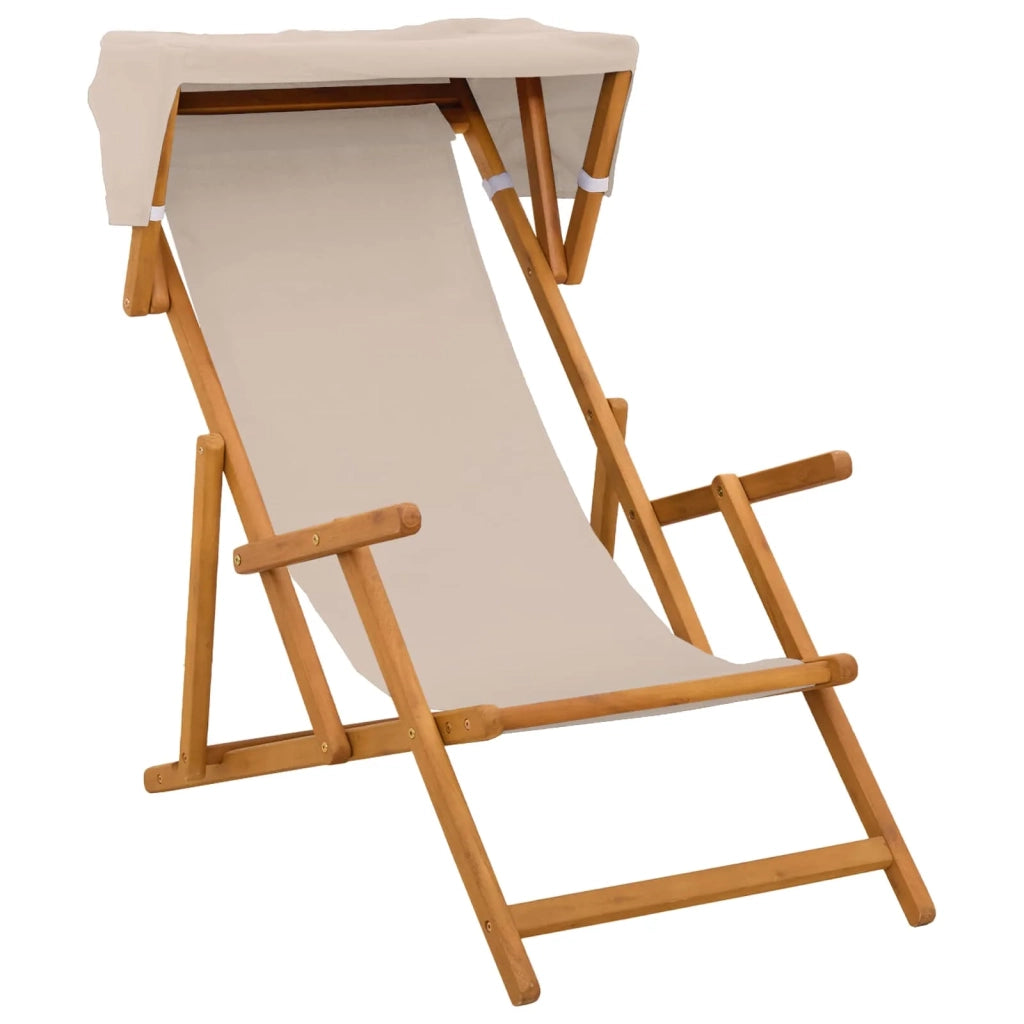 Lettino 3 Posizione Legno di Eucalipto Massello Beige 42024888