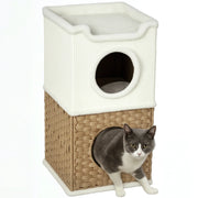 Torre per gatti a 3 livelli con tiragraffi in sisal ¨C zephmum ¨C crema 41x41x75.5 cm