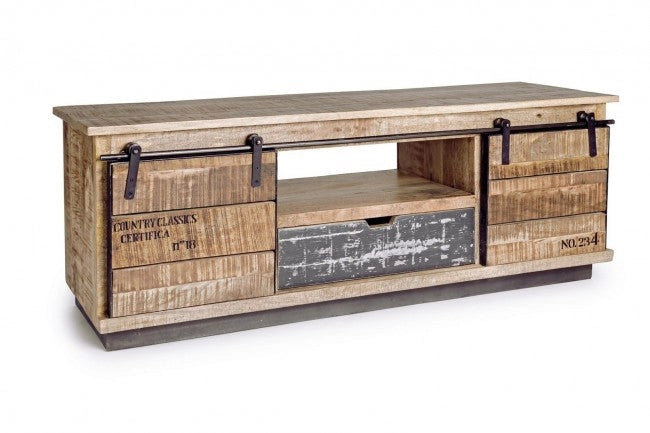 Mobile Basso 2 Ante 1 Cassetto Tudor in Legno