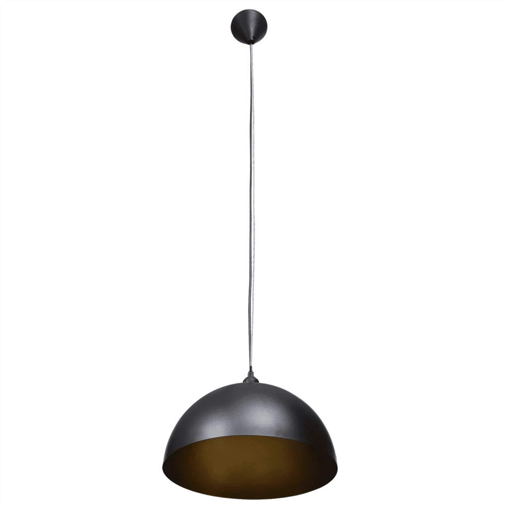 Lampada a Sospensione 2 pz Altezza Regolabile Semisferica Nera CFW4631730