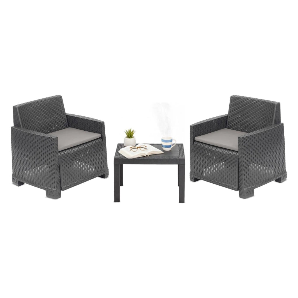 Salottino Outdoor Rosta, set Salotto da Esterno 2 Posti Made in Italy, Grigio Antracite