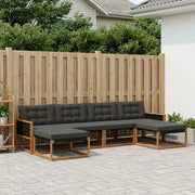 Set di divani da esterno con cuscino 6 pcs Naturale e Nero
