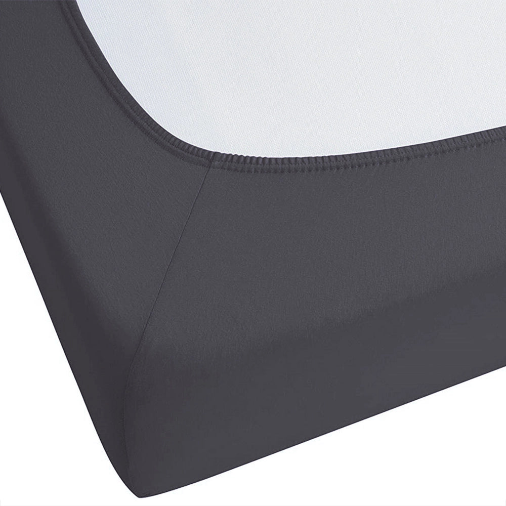 Lenzuolo con angoli cotone nero 180 x 200 cm coprimaterasso elasticizzato modello classico a tinta unita camera da letto classica