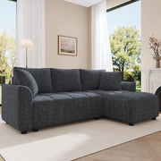 Divano angolare 3 posti - Xylo - Tessuto chenille con 2 cuscini decorativi