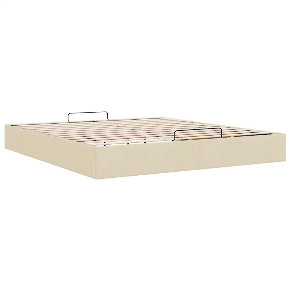 Struttura Letto Pouf senza Materasso Crema 200x200cm in Tessuto 3310908
