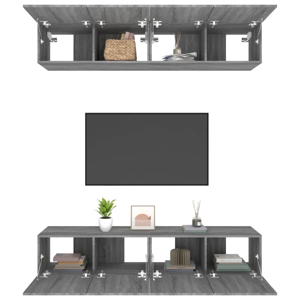 Mobili TV 4 pz | Armadietto TV | Mobile Porta TV Grigi Sonoma 80x30x30 cm in Legno Multistrato