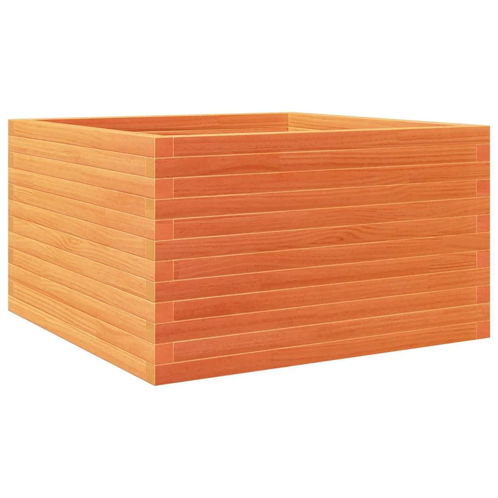 Fioriera rialzata per piante fiori terrazza giardino finitura a cera 80 x 80 x 46 cm legno di pino massiccio marrone 02_0038502