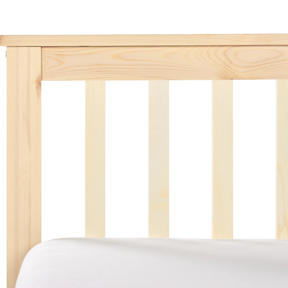 Letto matrimoniale in legno di Pino chiaro con Rete a Doghe 160 x 200 cm stile minimalista