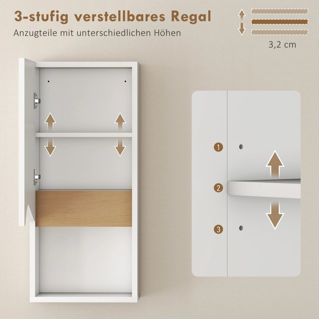 Armadietto Bagno Sospeso con Anta Soft-Close ¨C Zephmum ¨C Bianco 30x17x67 cm