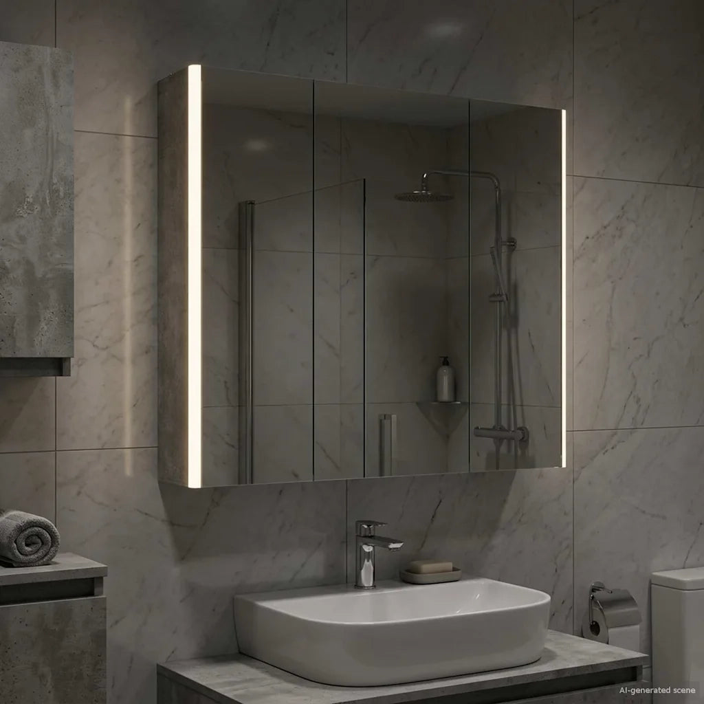 Mobiletto per specchio da bagno con lo scaffale Grigio cemento