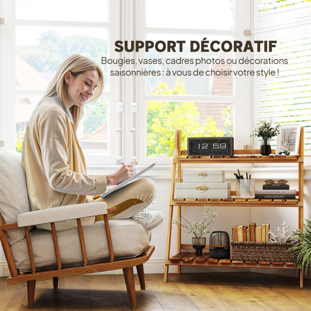 Libreria piramidale pieghevole con 3 ripiani ¨C zephmum ¨C legno 80x37x93 marrone
