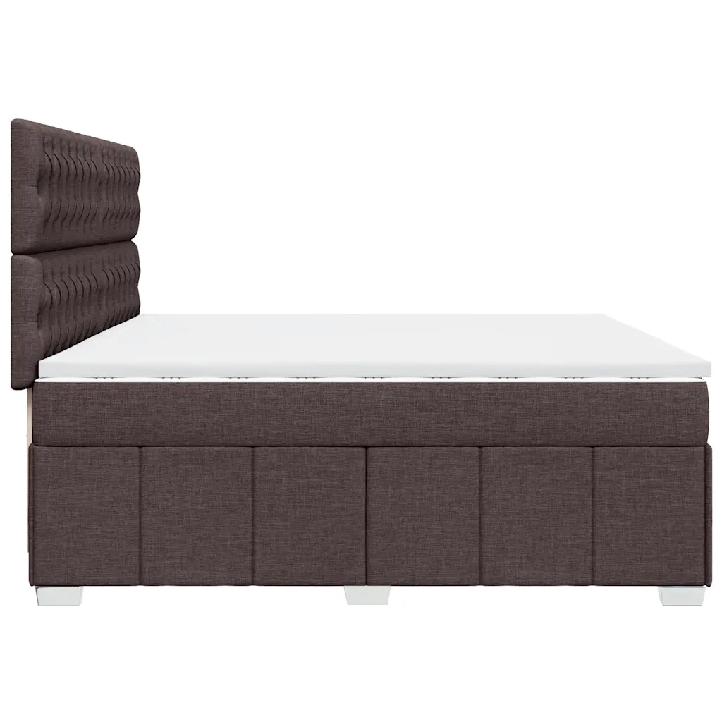 Giroletto a Molle con Materasso Marrone Scuro 200x200cm Tessuto