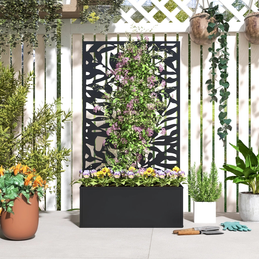 Fioriera Rettangolare con Griglia ¨C zephmum ¨C Nero 61x23x113 cm