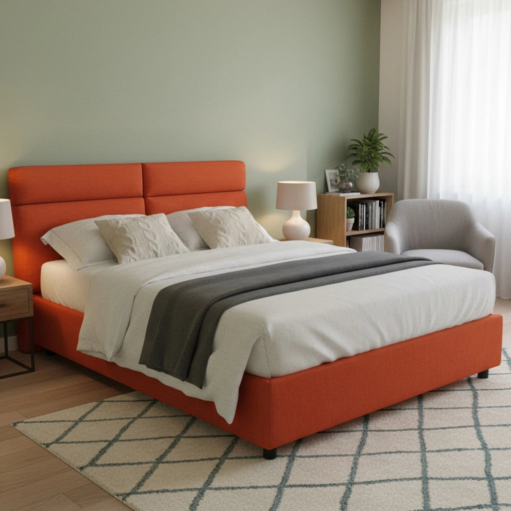 Letto Matrimoniale Ator, Letto Matrimoniale Sfoderabile Made in Italy, Arancione