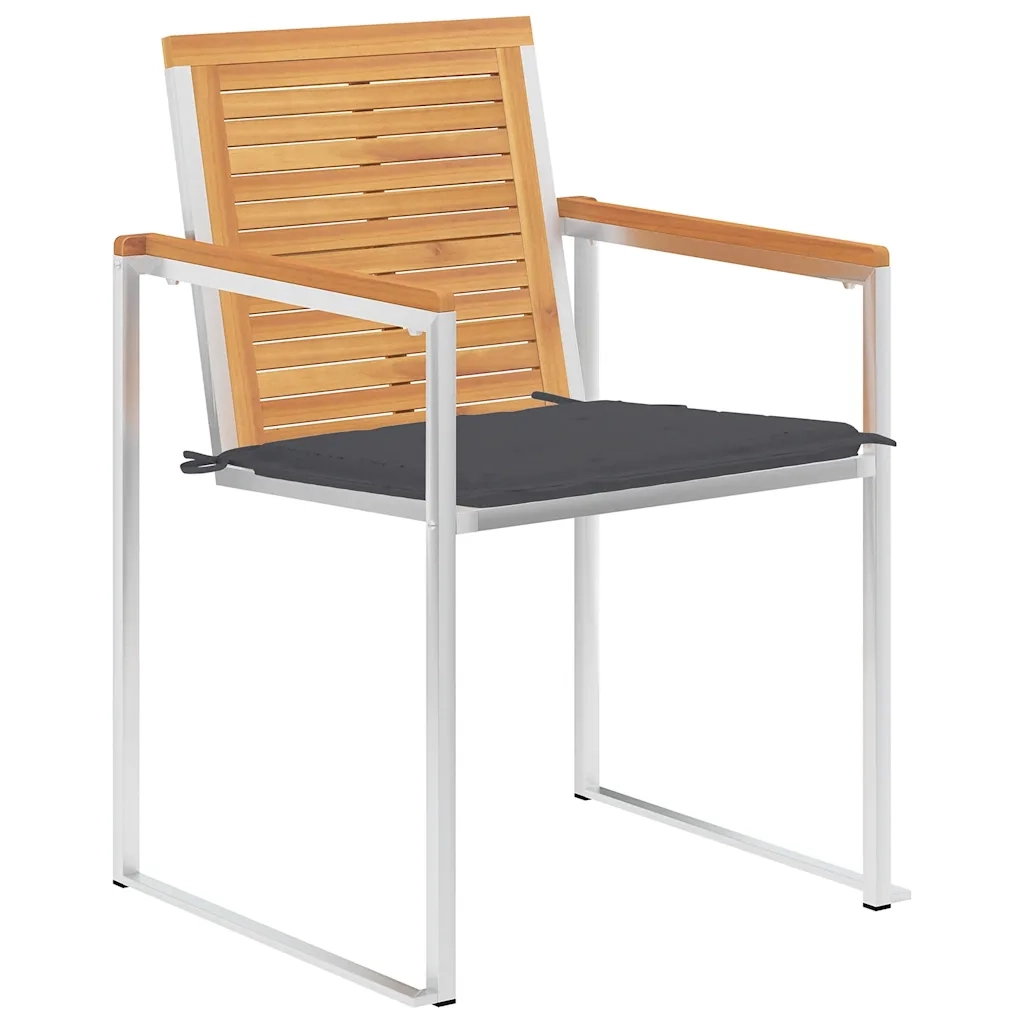 Sedie da Giardino con Cuscini 4 pz in Legno Massello di Teak 3078554