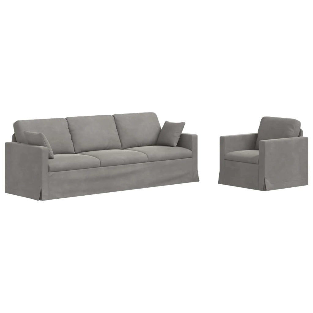 Set di divani 2 pcs Grigio chiaro 228 x 78 x 80 cm Velluto 3407625