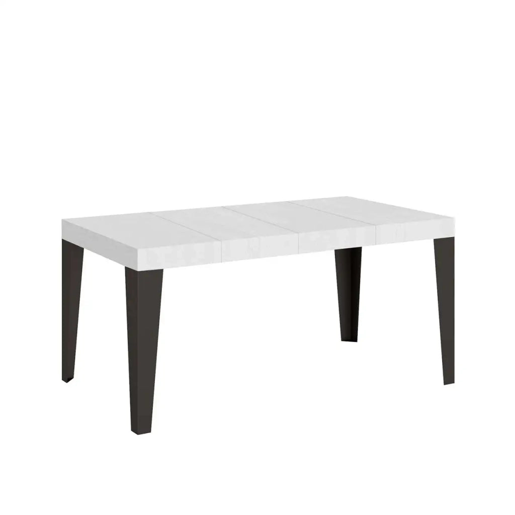 Tavolo allungabile 120/380x90 cm Flame Premium colore bianco frassino gambe antracite