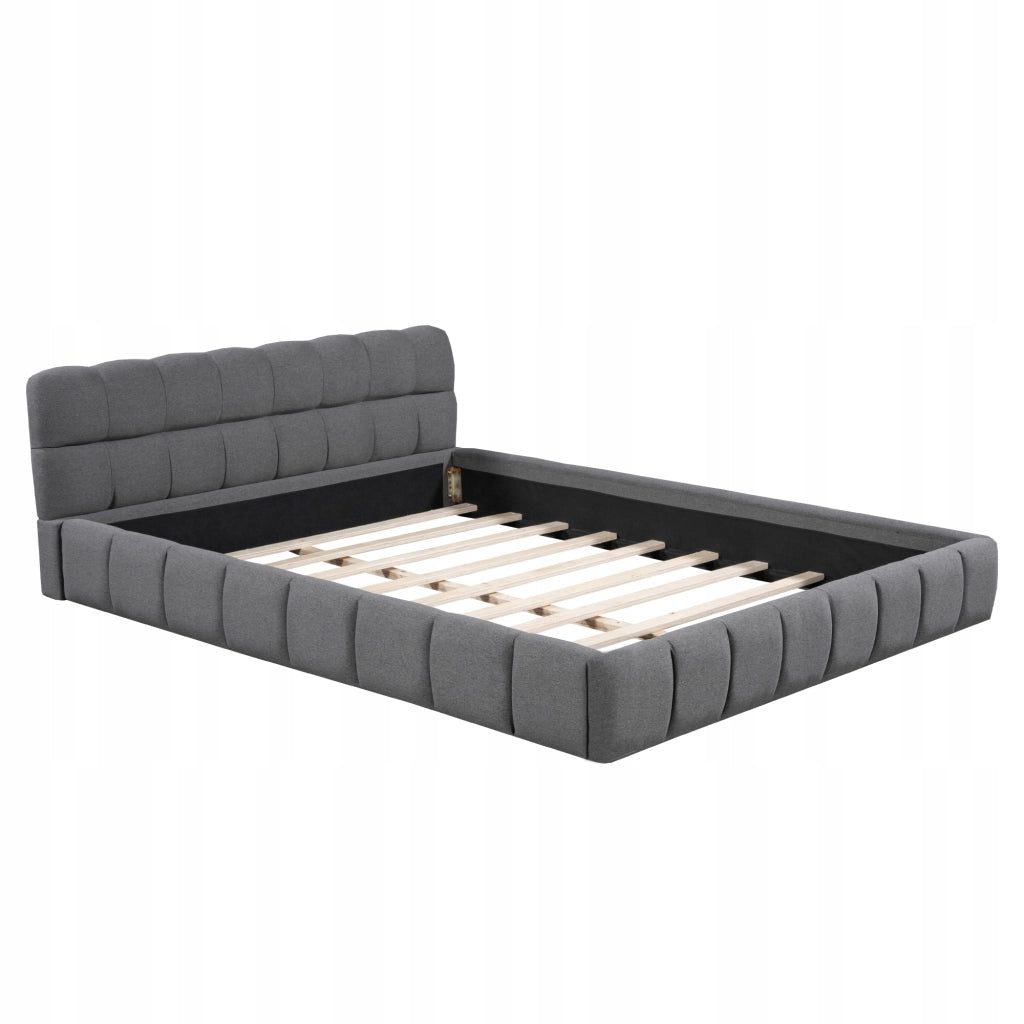 Letto imbottito 140x190 - Xylo - Grigio con schienale