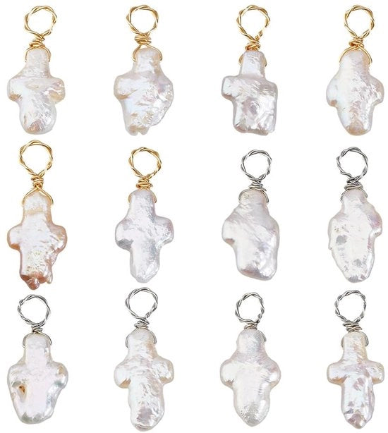 Cavalletti per gioielli 6 pezzi - Perle barocche - Lus dorato a messing - Creazione di gioielli - Disegno unico - Materiale naturale