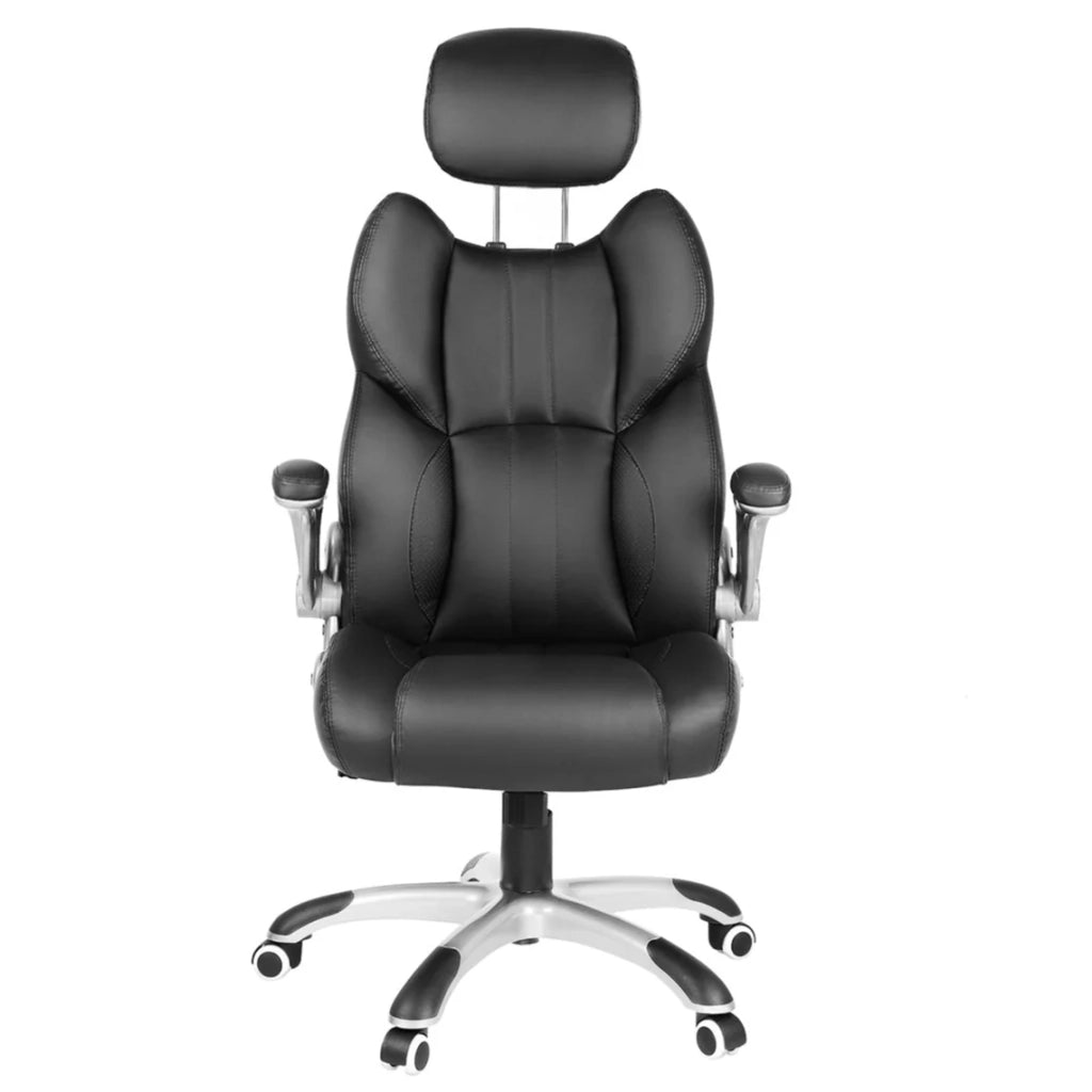 Sedia da ufficio girevole sedia ergonomica con braccioli pieghevoli base a stella in nylon carico massimo 150 kg nero 12_0007403