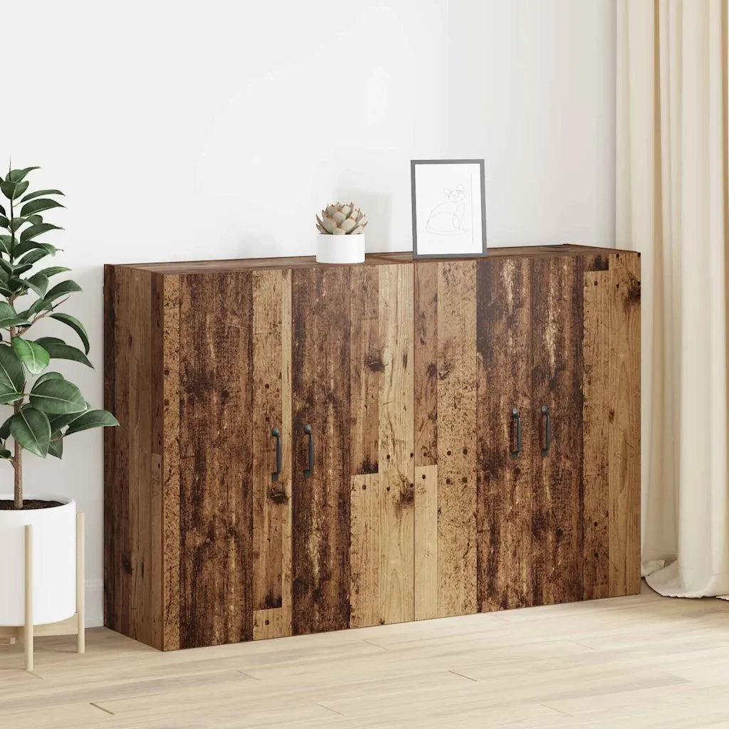 vidaXL Armadi da Muro 2 pcs Legno vecchio 69.5 x 34 x 90 cm