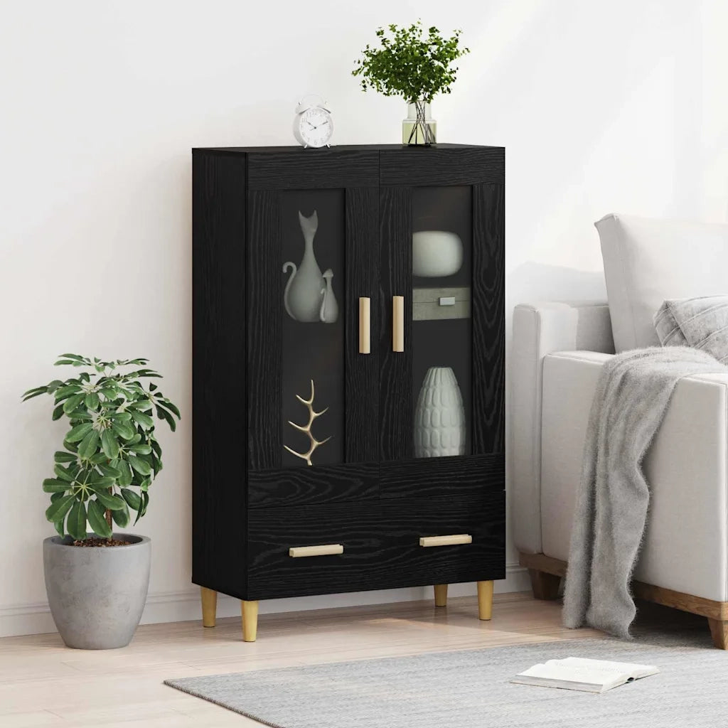 Credenza | Madia | Buffet da pranzo | Armadio da pranzo Rovere Nero 70 x 31 x 115 cm Legno multistrato