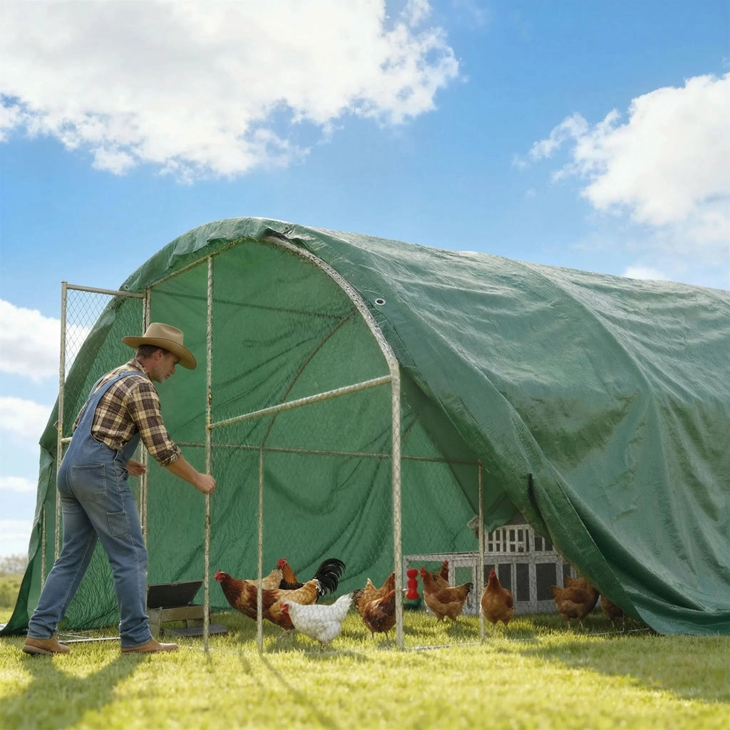 Telo Impermeabile 6x8 m con 28 Occhielli per Fissaggio in PE Resistente agli Strappi da 90 GSM Verde