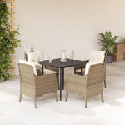 Set da Pranzo da Giardino 5 pz con Cuscini Beige in Polyrattan 3211963