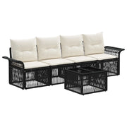 Set Divano da Giardino 5 pcs Nero polyrattan