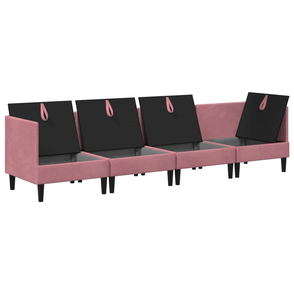 Set di mobili per il soggiorno con cuscino 4 pcs Rosa Velluto 3413744