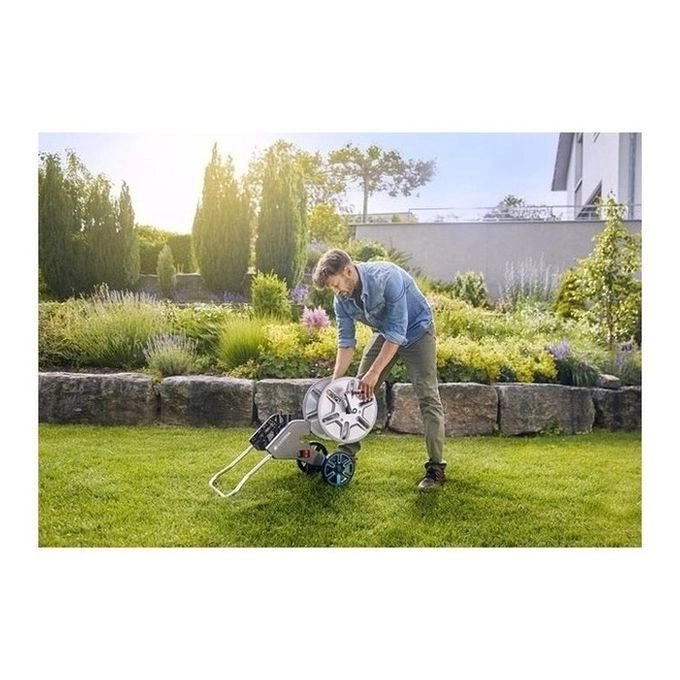 Gardena 18547-20 avvolgitubo da giardino Avvolgitubo multiposizione Manuale Nero, Acciaio inox