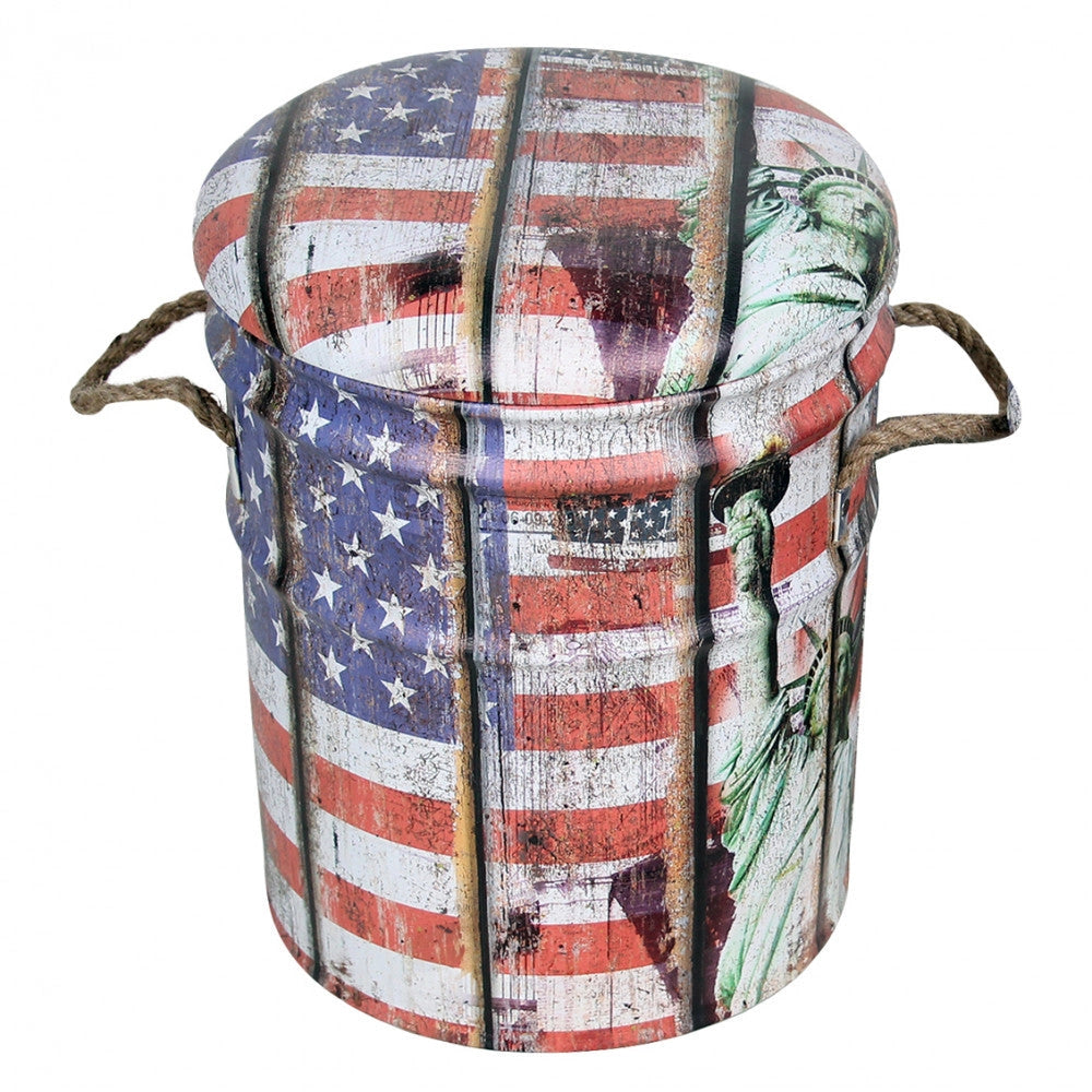 Set 2 Pouf Contenitore Tondo in MDF Usa