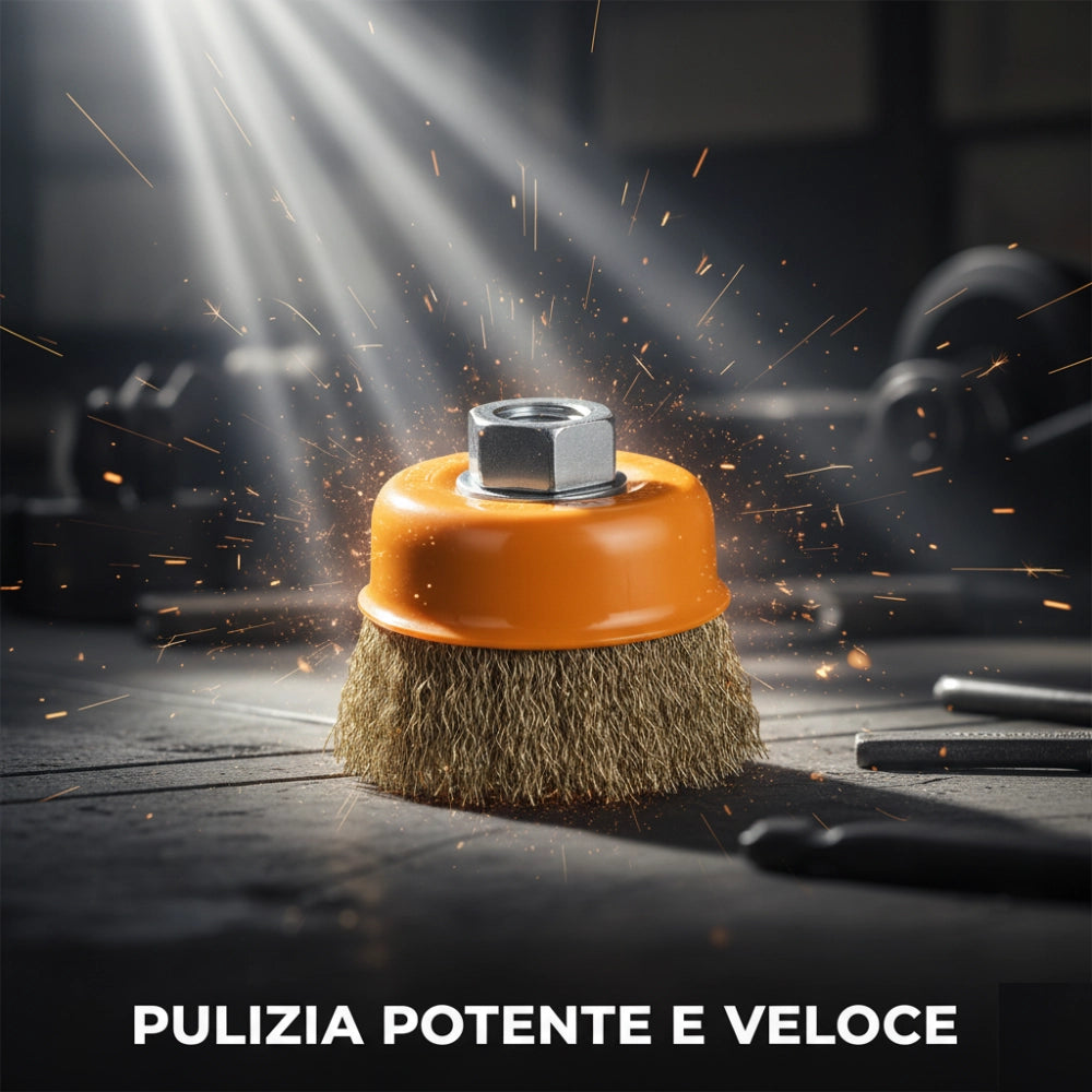 Spazzola a tazza con filo ondulato per elettroutensili *** misura Ø 75 mm, confezione 1