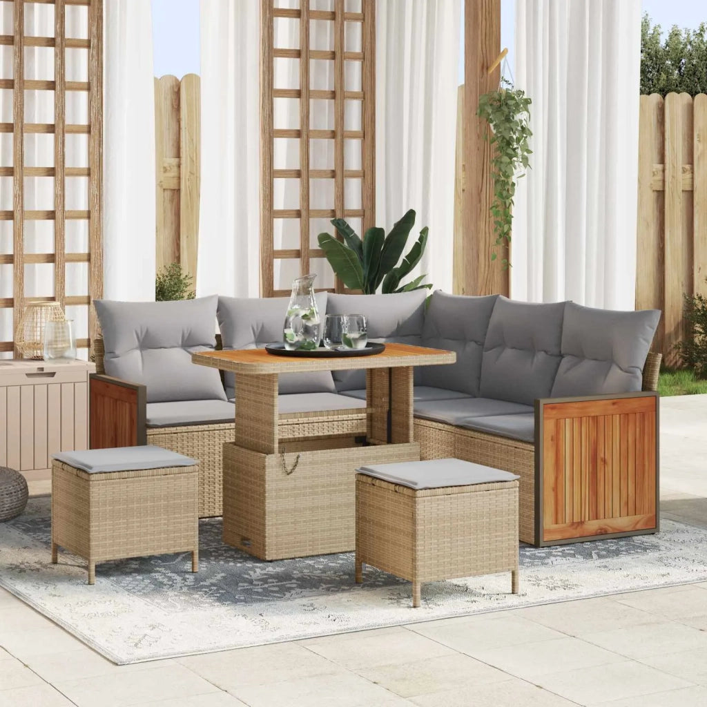 Set Divano da Giardino con cuscino 8 pcs Beige e Grigio Chiaro 3363177