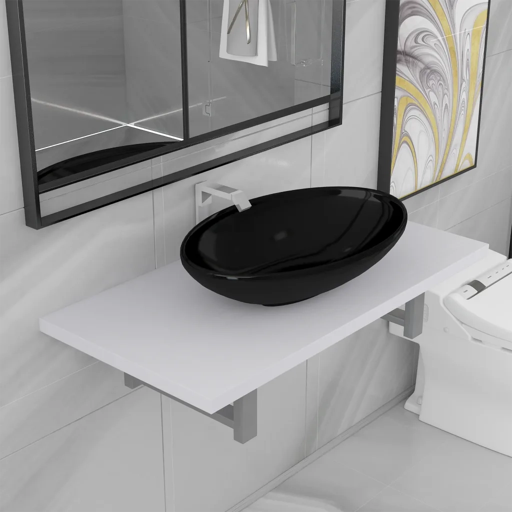 Set Mobili da Bagno 2 pz Ceramica Biancocod mxl 95347