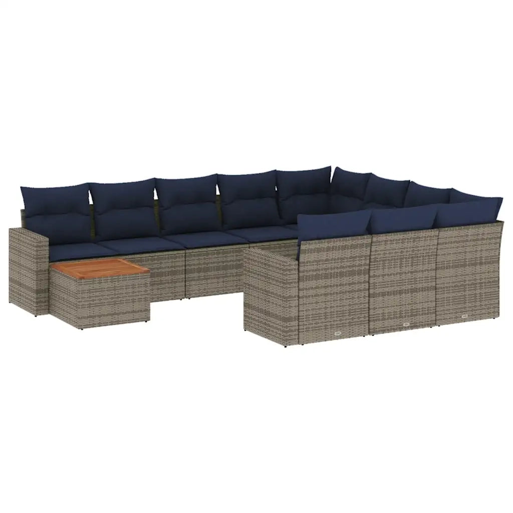 Set Divani da Giardino 11 pz con Cuscini in Polyrattan Grigio 3256642