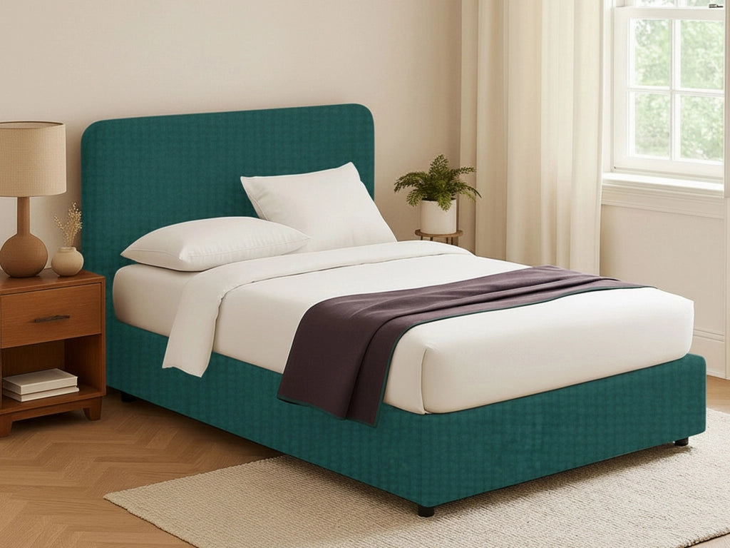 Telford, Letto Piazza e Mezza Sfoderabile Made in Italy, Verde Petrolio