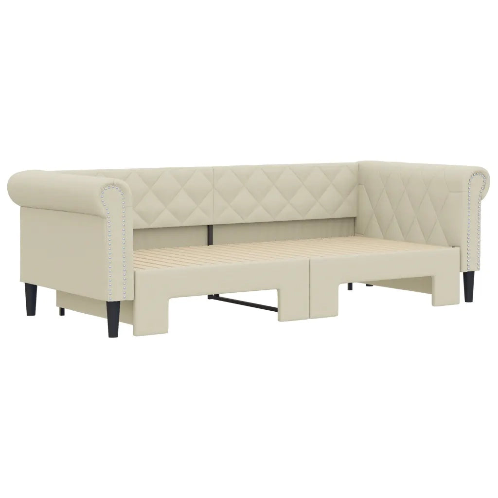 Divano Letto con Letto Estraibile-Sofa Letto-Daybed Crema 90x200 cm in Similpelle