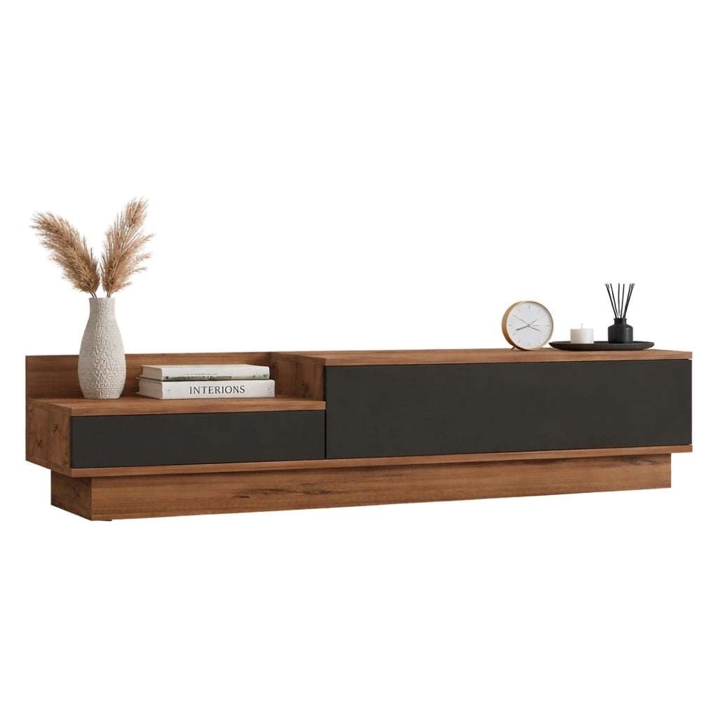 Persico, Mobile Porta tv 2 Ante, 160x35x35h cm Nero Antracite