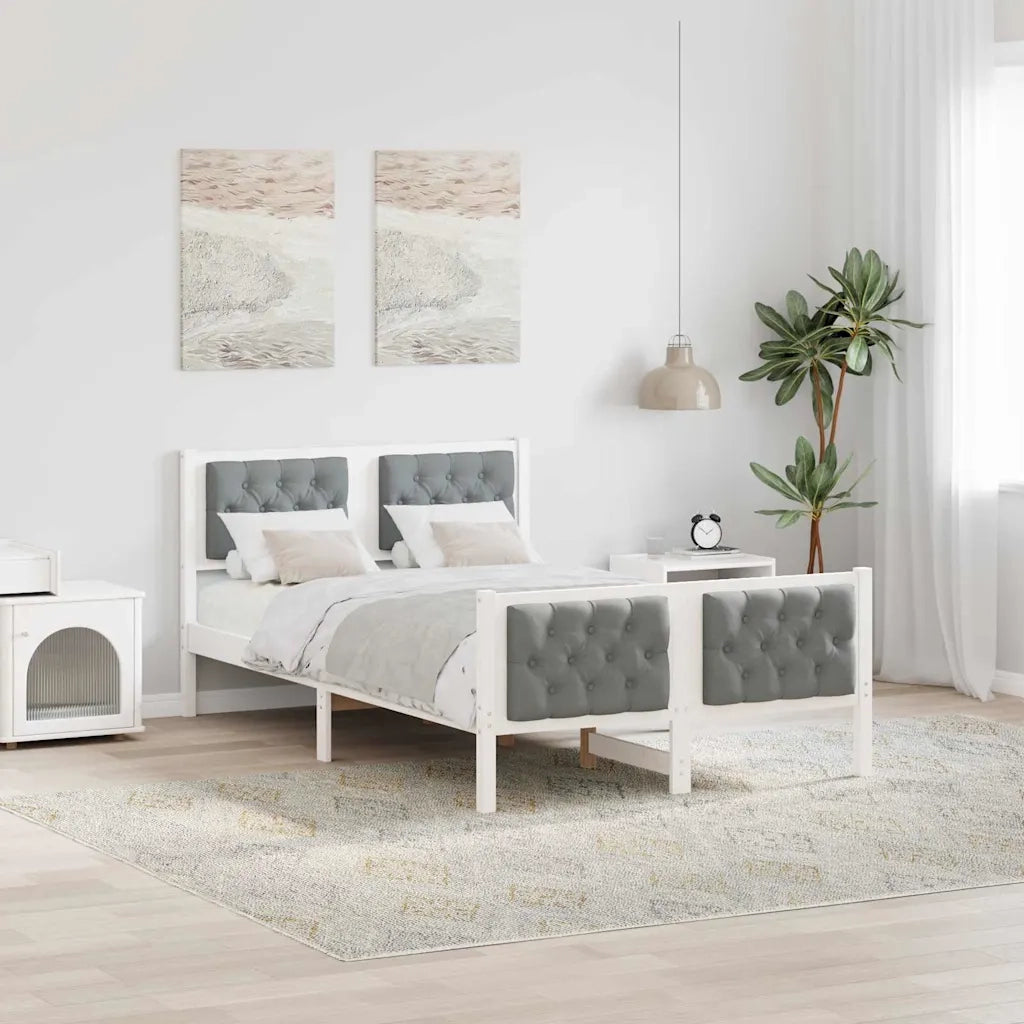 Struttura del letto Grigio chiaro 135 x 190 cm Pino massello