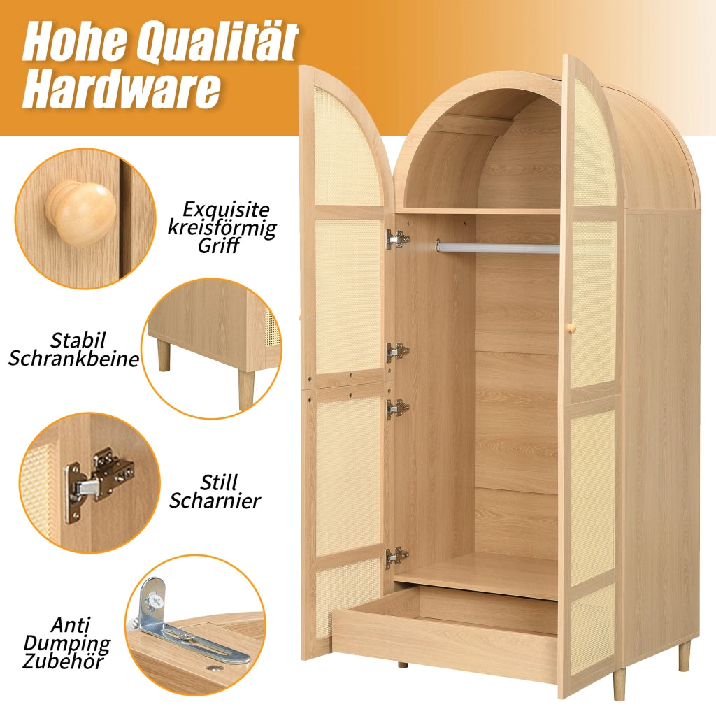 ARMADIO con porte curve 80 x 50 x 179 cm naturale in MDF e truciolare