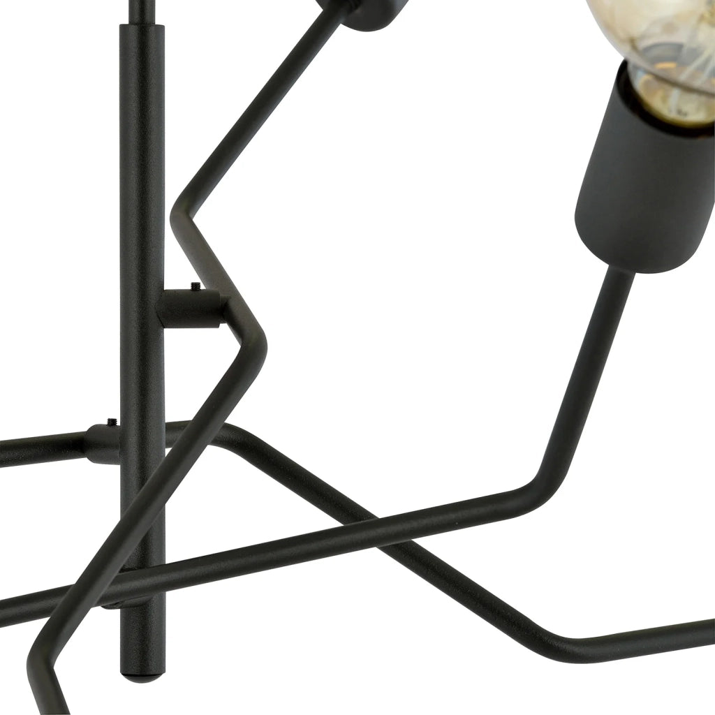 Sospensione Industrial 4 Luci Febe In Acciaio Nero E Bracci Regolabili