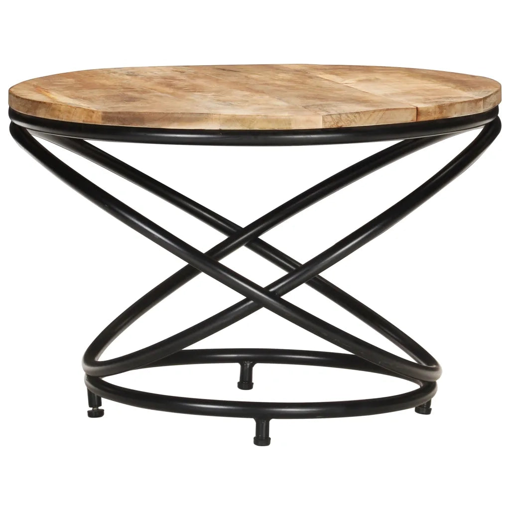 Tavolino Nero 60x60x40 cm in Legno Massello di Mango Grezzo 321935